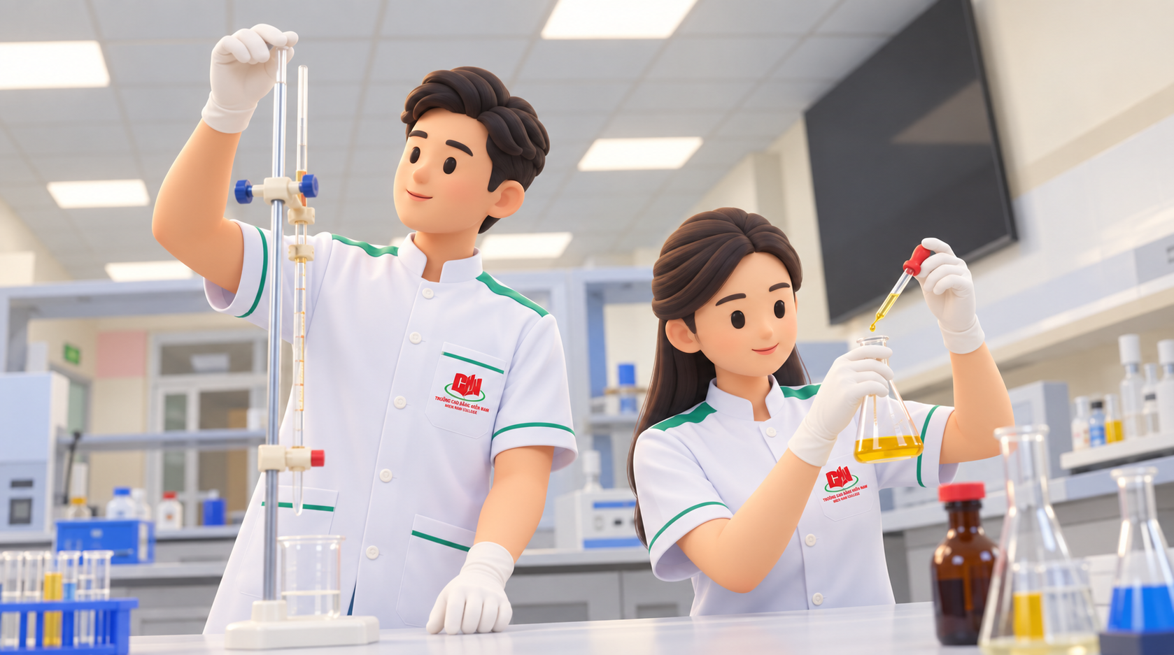 Minh họa sinh viên thực hành nghề nghiệp trong phòng thí nghiệm